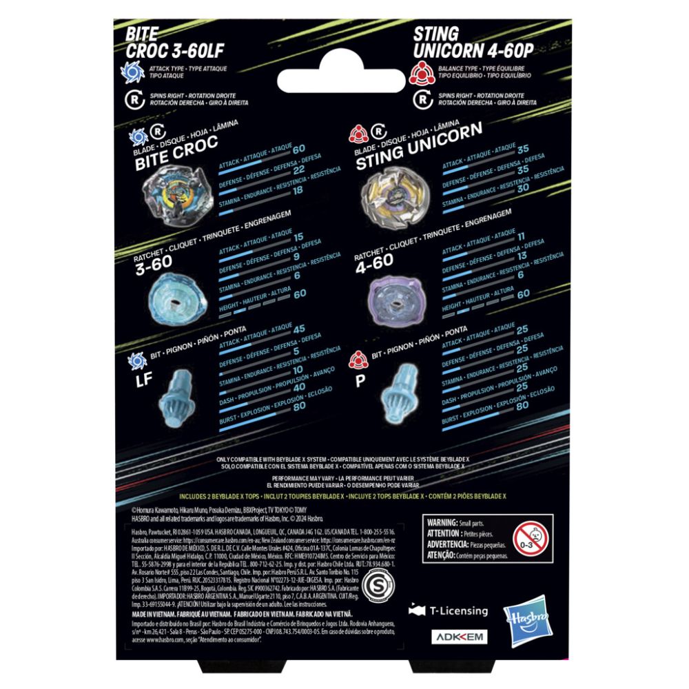 Set 2 jucarii spinner, Beyblade X, Bite Croc 3-60LF si Sting