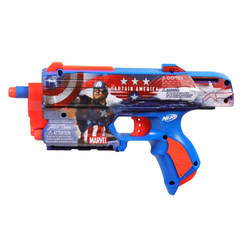 Blaster cu 10 sageti din spuma, Nerf, Captain America, F9717