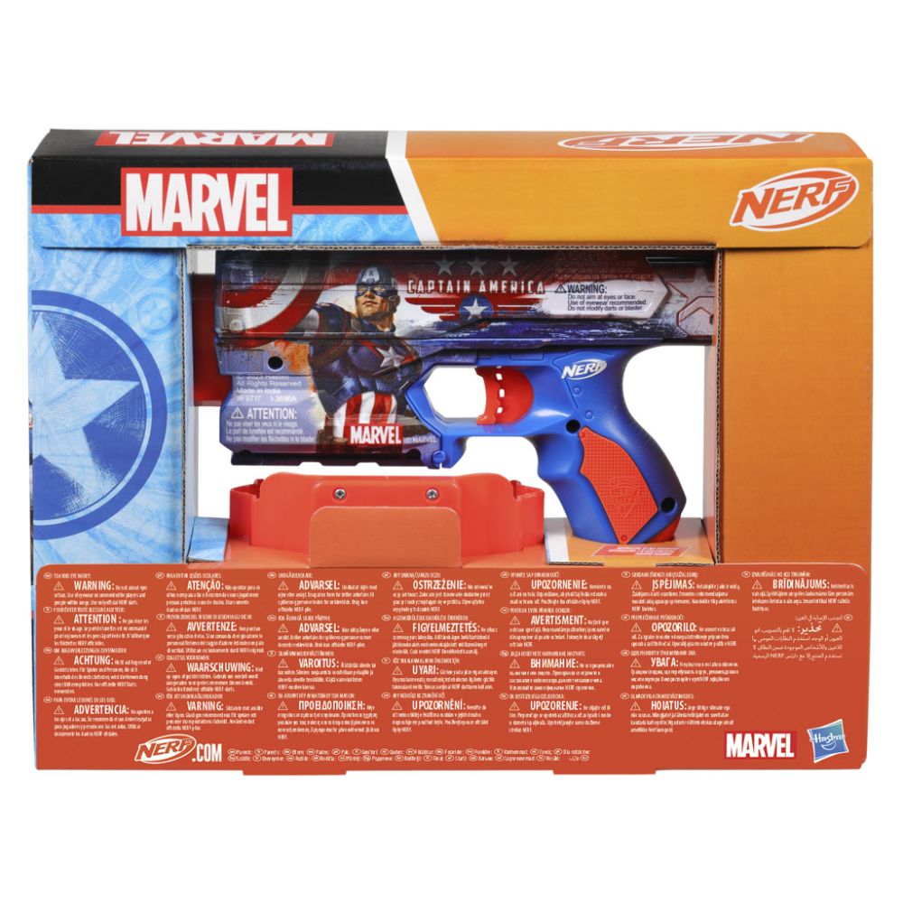 Blaster cu 10 sageti din spuma, Nerf, Captain America, F9717