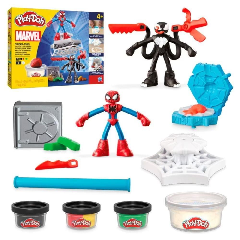 Set de joaca cu 2 figurine, Play-Doh, Marvel, Spider-Man si Venom, F9827