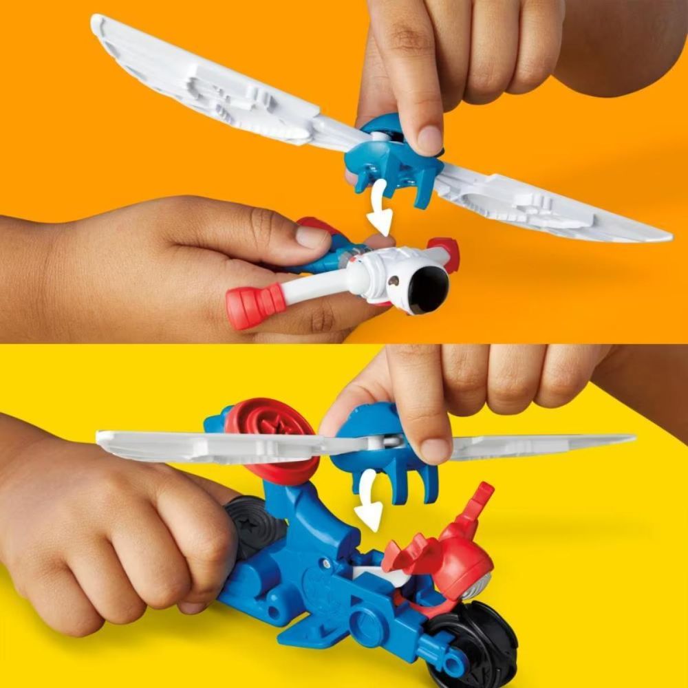Set de joaca cu figurina, Play-Doh, Marvel, Captain America si Moto Slicer, G0555