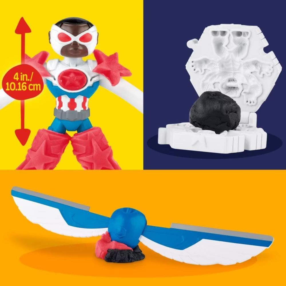 Set de joaca cu figurina, Play-Doh, Marvel, Captain America si Moto Slicer, G0555