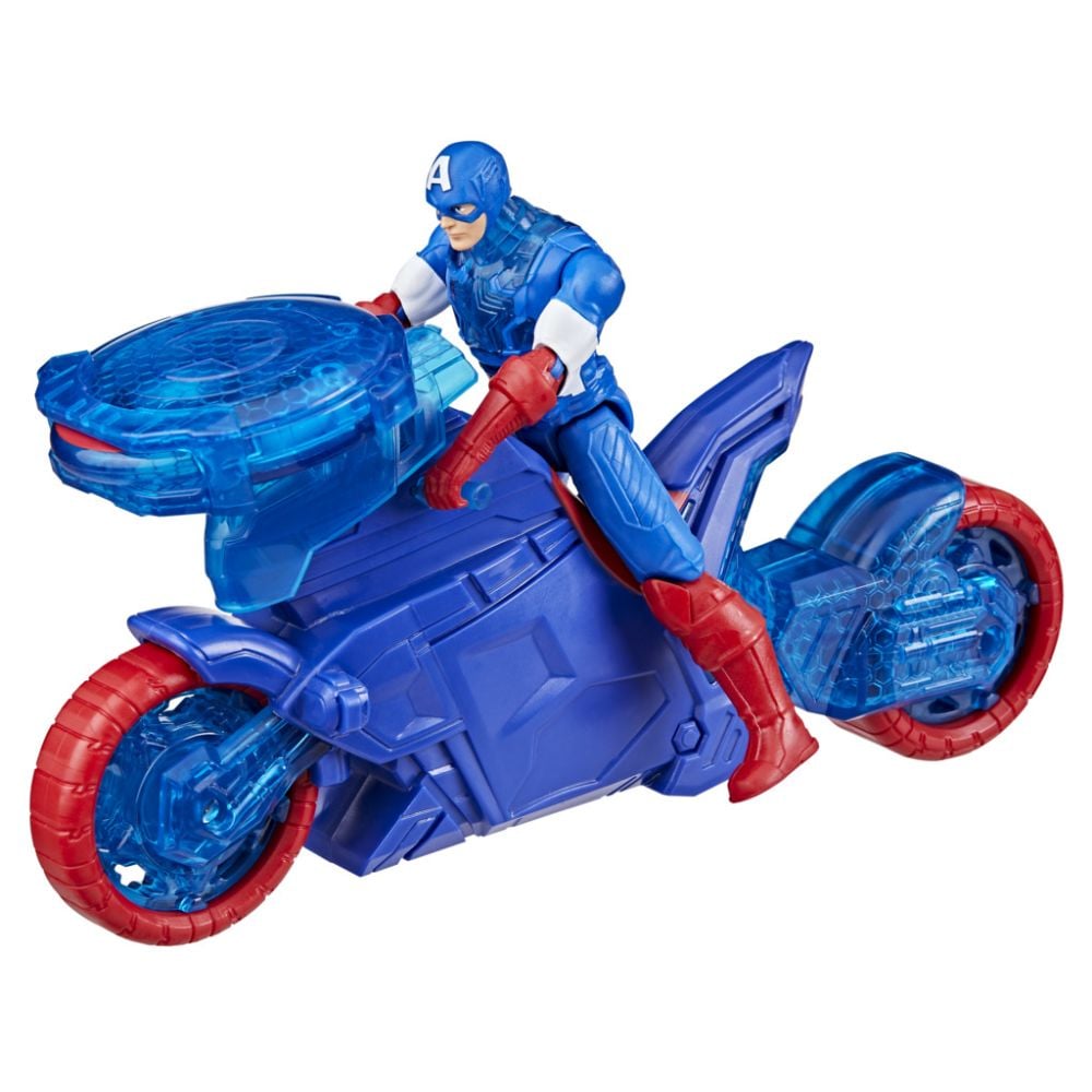Figurina cu motocicleta si scut, Marvel Avengers, Captain America, 10 cm, G0889