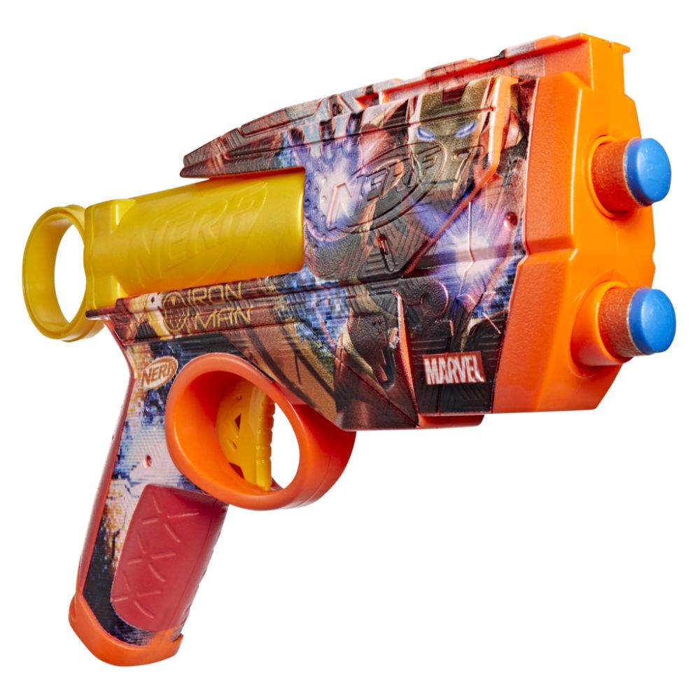 Blaster cu 4 sageti din spuma, Nerf, Marvel, Iron Man, G1923