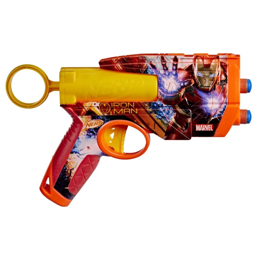 Blaster cu 4 sageti din spuma, Nerf, Marvel, Iron Man, G1923