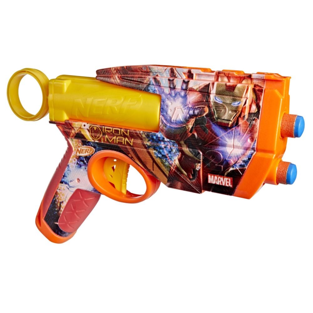 Blaster cu 4 sageti din spuma, Nerf, Marvel, Iron Man, G1923