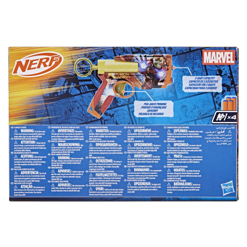 Blaster cu 4 sageti din spuma, Nerf, Marvel, Iron Man, G1923