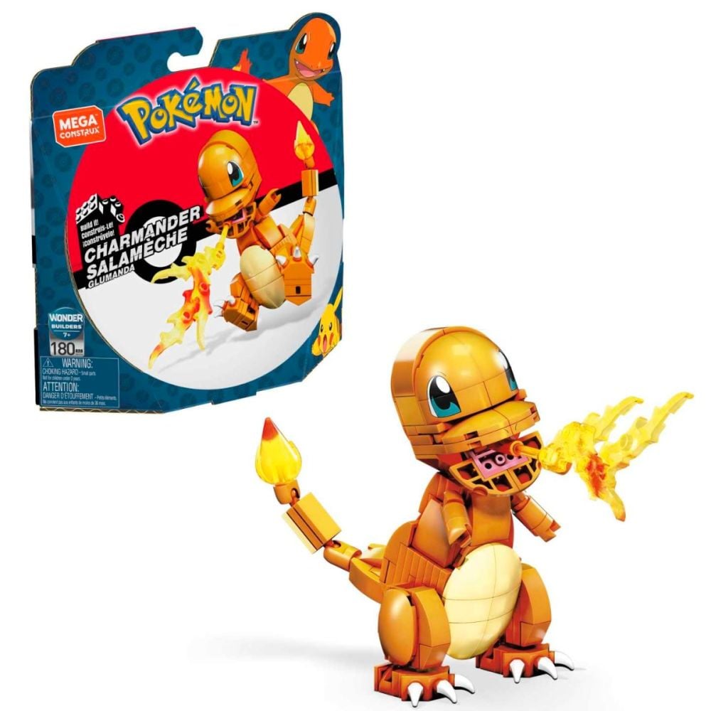 Set de constructie, Mega Bloks, Pokemon Charmander, 180 piese, GKY96