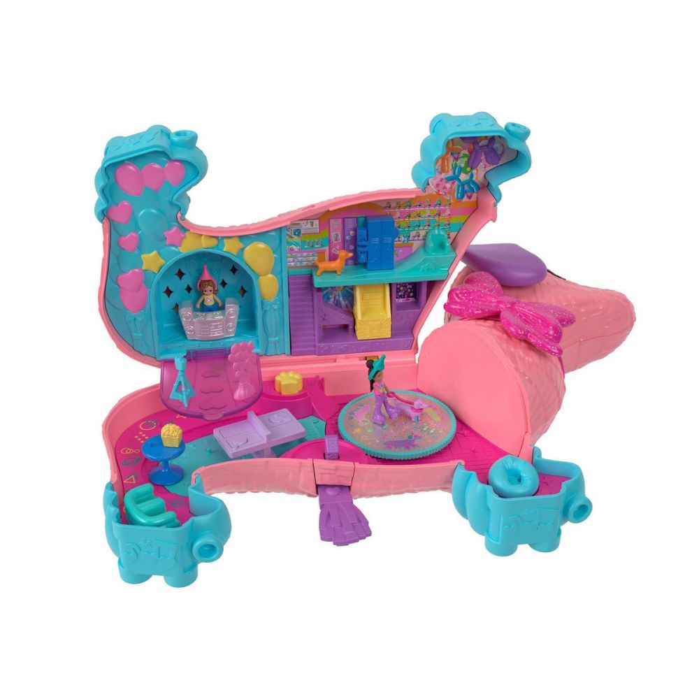 Set de joaca cu 2 papusi si 26 accesorii, Polly Pocket, Pinata Pappy Party, HKV52