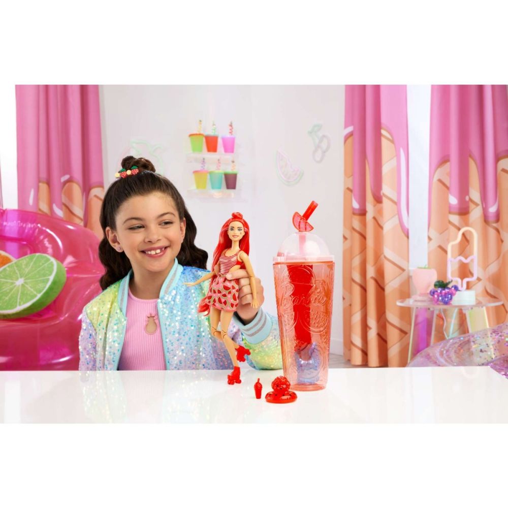 Papusa cu accesorii Barbie, Color Pop Reveal Fruit, Pepene, 8 surprize, HNW43