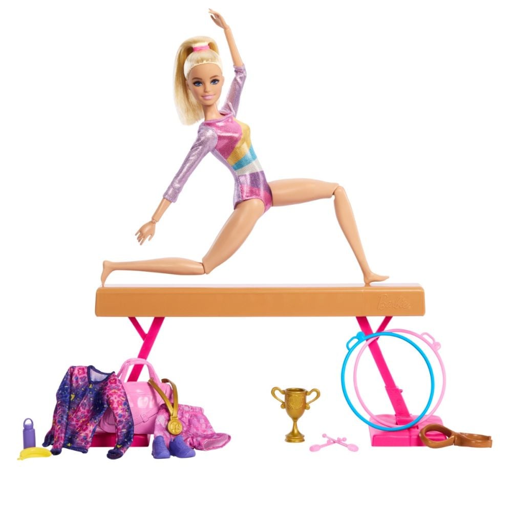 Papusa gimnasta cu accesorii, Barbie, HRG52