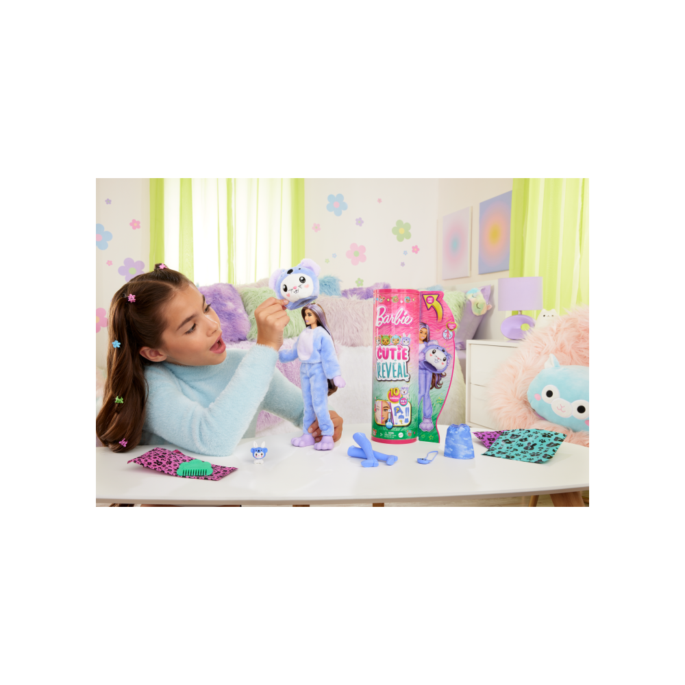 Papusa Barbie, Cutie Reveal, Iepuras-Koala, 10 surprize, HRK26