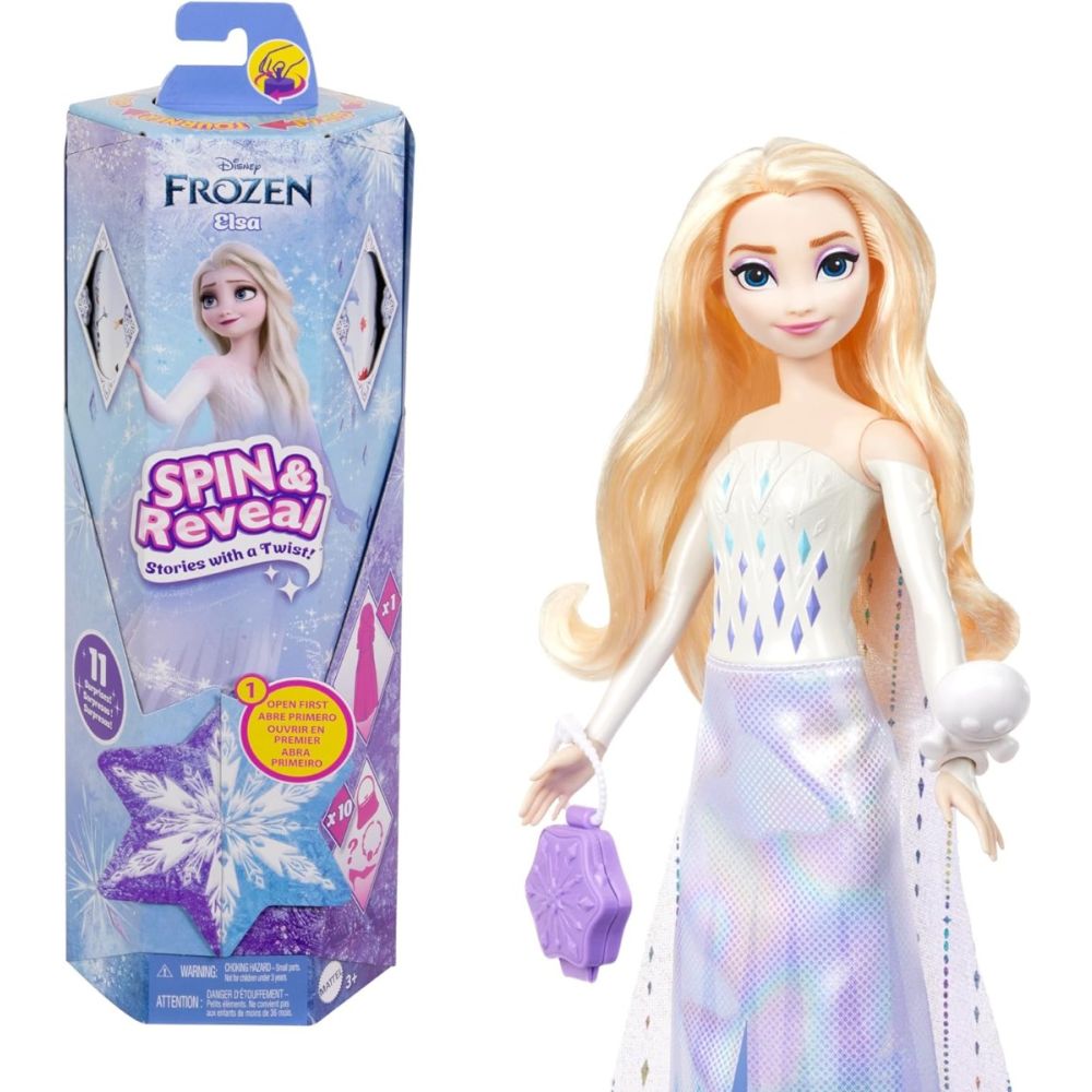 Papusa Disney Frozen, Spin and Reveal, Elsa, HTG25