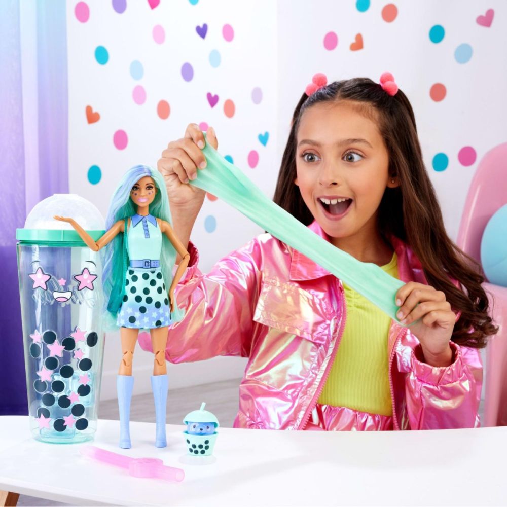 Papusa cu accesorii Barbie, Color Pop Reveal, Bubble Green Tea, HTJ21