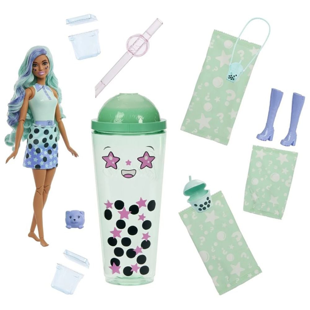 Papusa cu accesorii Barbie, Color Pop Reveal, Bubble Green Tea, HTJ21