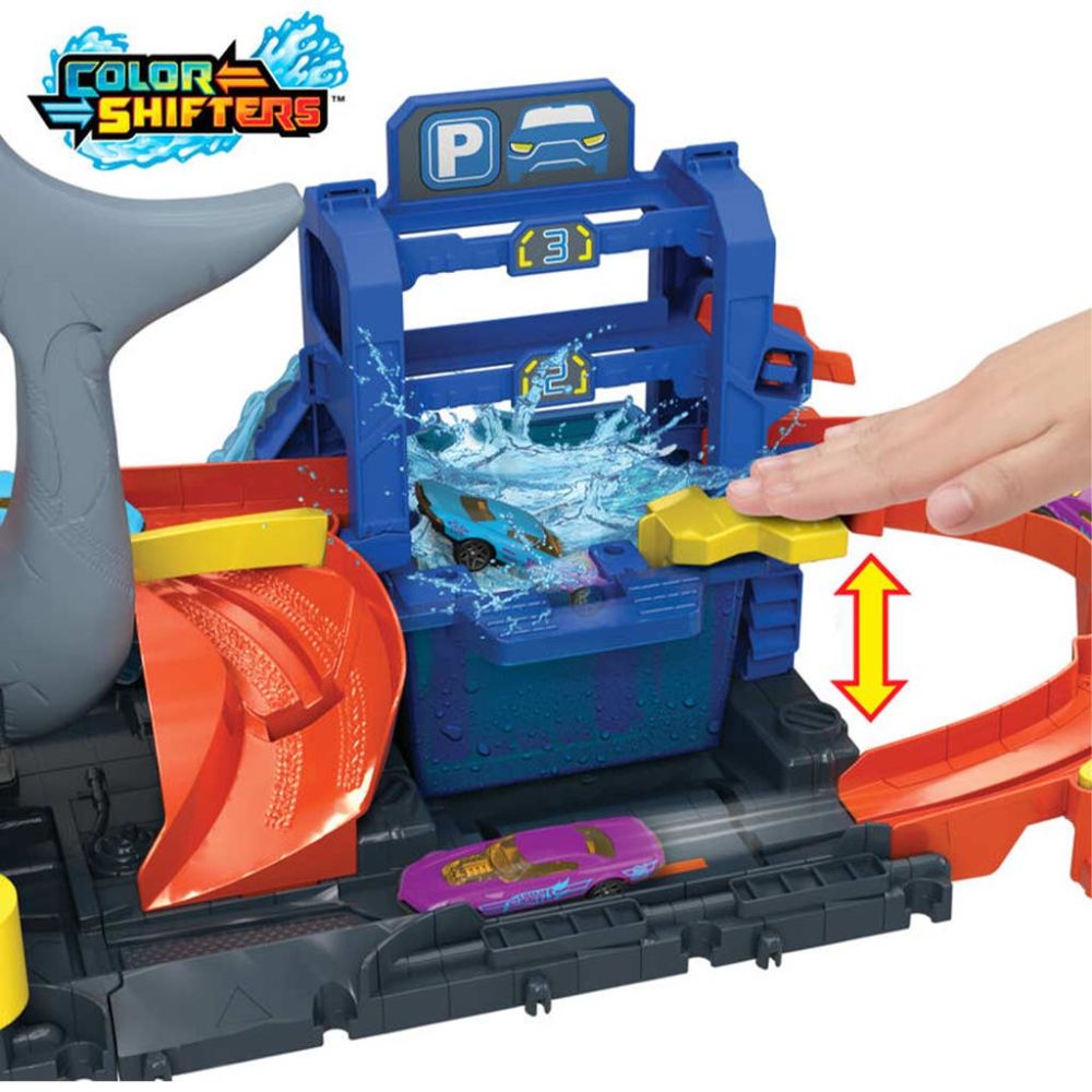 Spalatoria auto cu masinuta, Hot Wheels City Color Reveal, Ultra Shark, HTN82