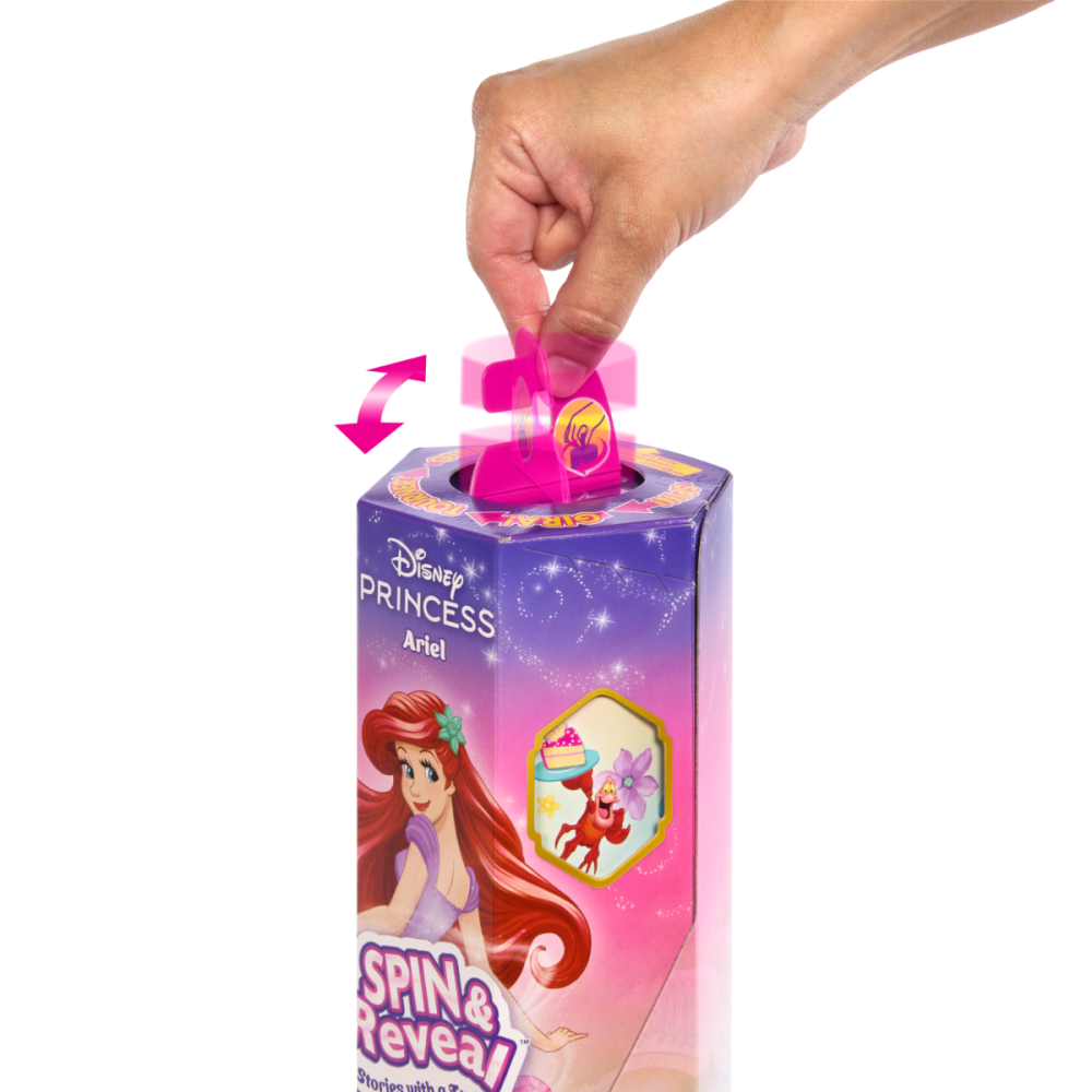 Papusa cu accesorii surpriza, Disney Princess, Spin And Reveal, Rapunzel, HTV86