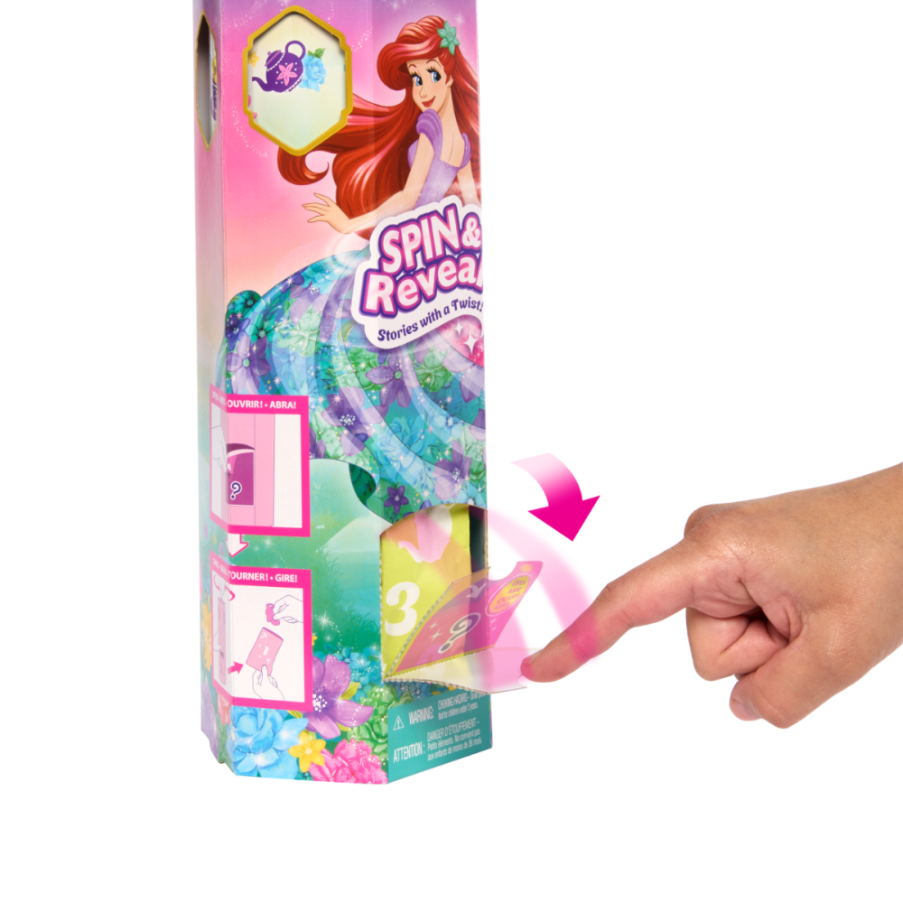 Papusa cu accesorii surpriza, Disney Princess, Spin And Reveal, Ariel, HTV88