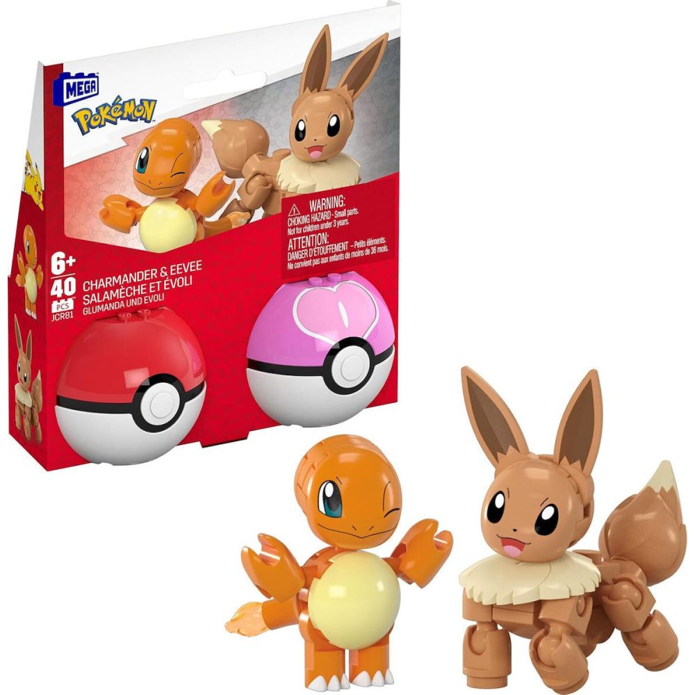 Set de constructie, Mega Pokemon, Charmander si Eevee, JCR81