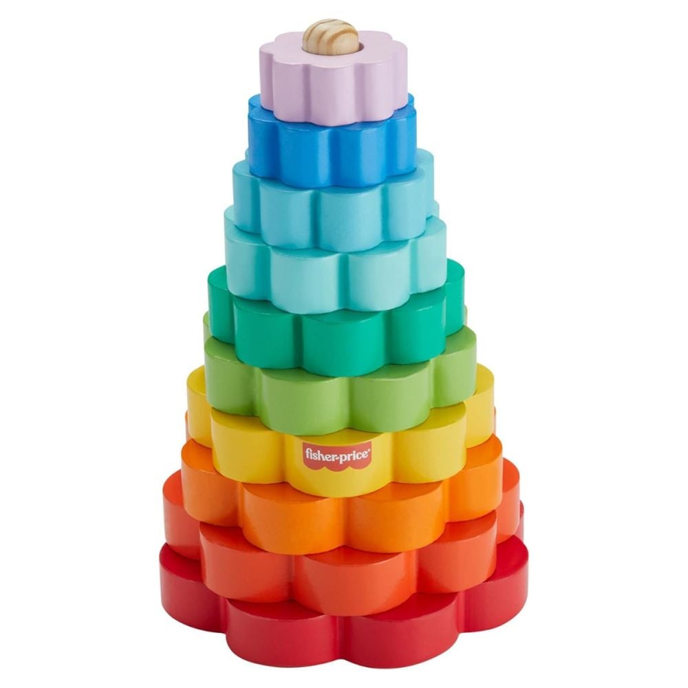 Jucarie bebelusi, Fisher Price, Turn cu inele din lemn, HXT77