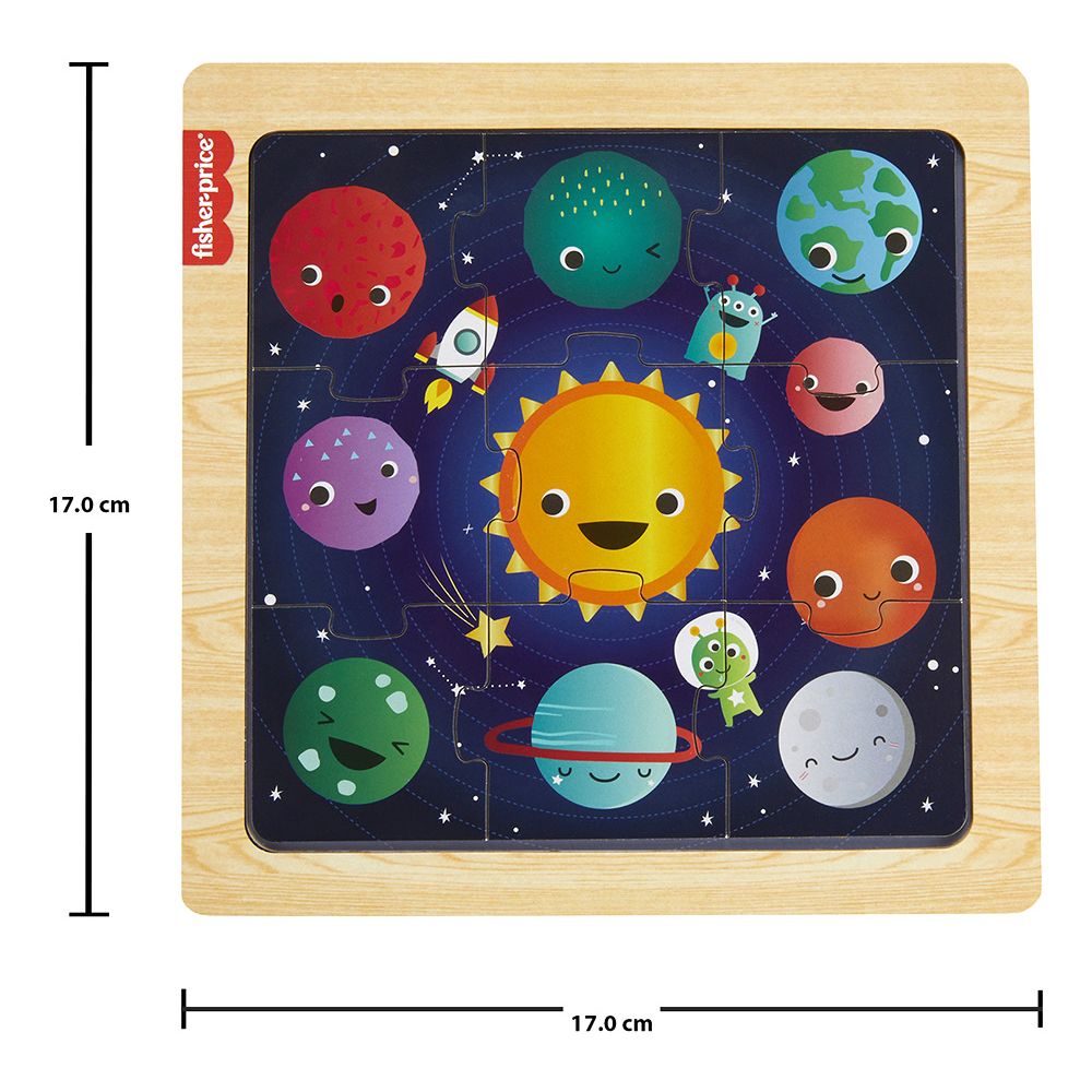 Mini puzzle din lemn, Fisher Price, Cosmos, 9 piese, HXV16