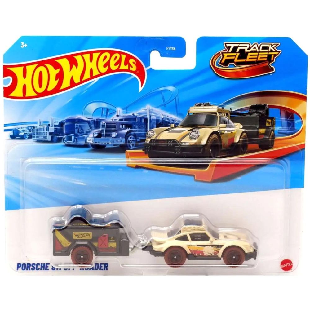 Set masina cu remorca, Hot Wheels, Track Fleet, Porsche 911 Off