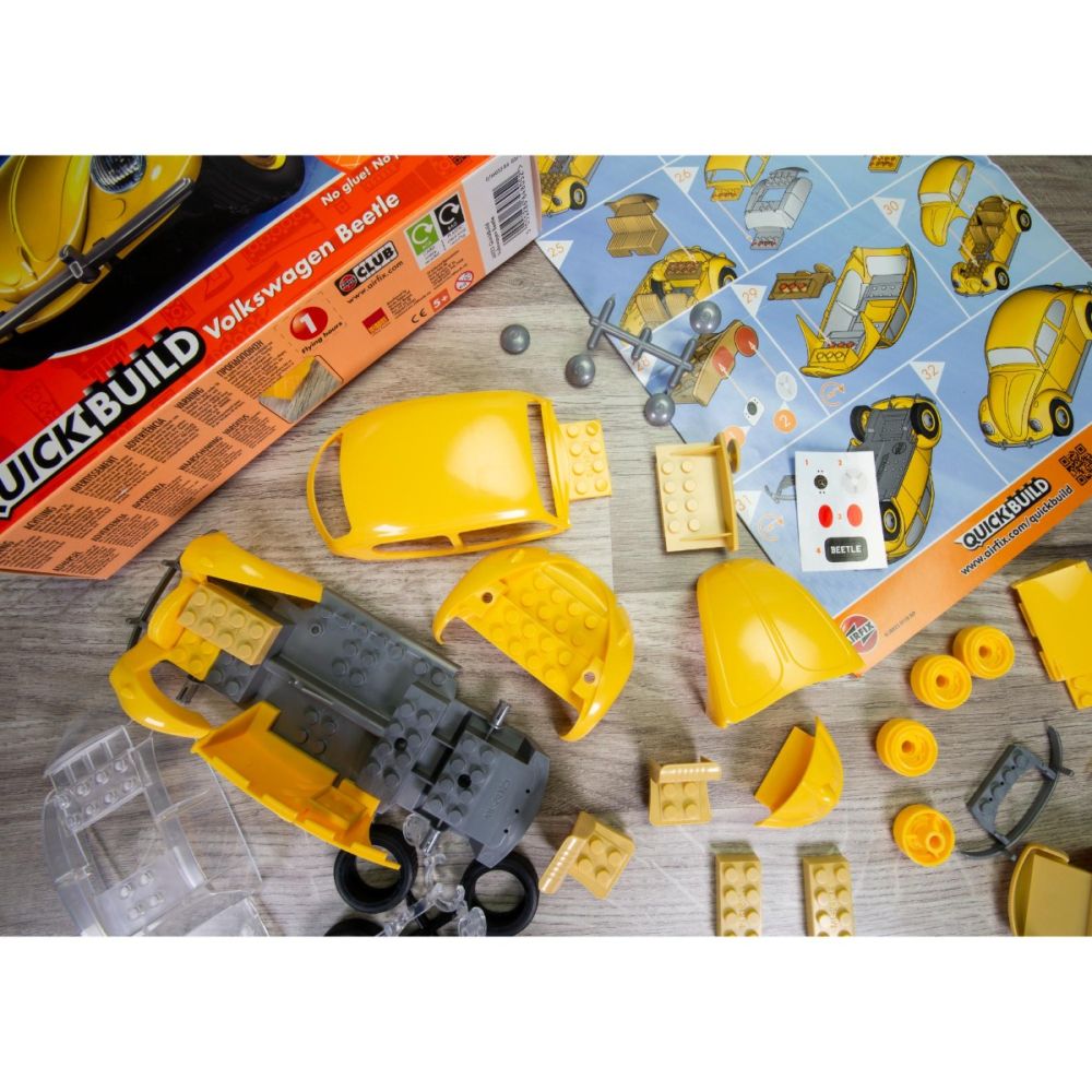 Set de constructie, Airfix Quickbuild, Vw Beetle, Yellow, 36 piese