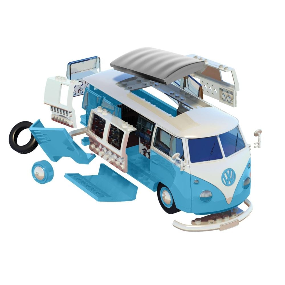 Set de constructie, Airfix Quickbuild, Vw Camper Van Blue, 52 piese