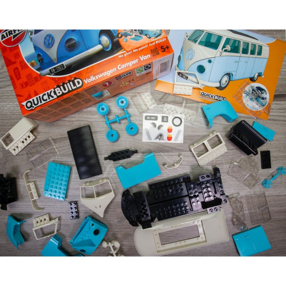 Set de constructie, Airfix Quickbuild, Vw Camper Van Blue, 52 piese