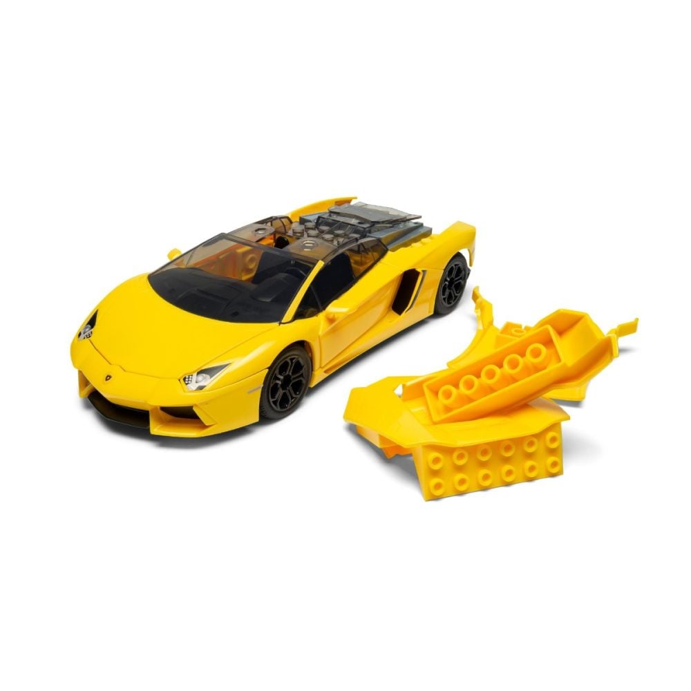 Set de constructie, Airfix Quickbuild, Lamborghini Aventador, Yellow, 33 piese
