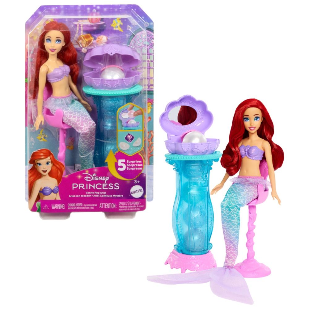 Papusa cu accesorii, Disney Princess, Vanity Pop Ariel, JBF86