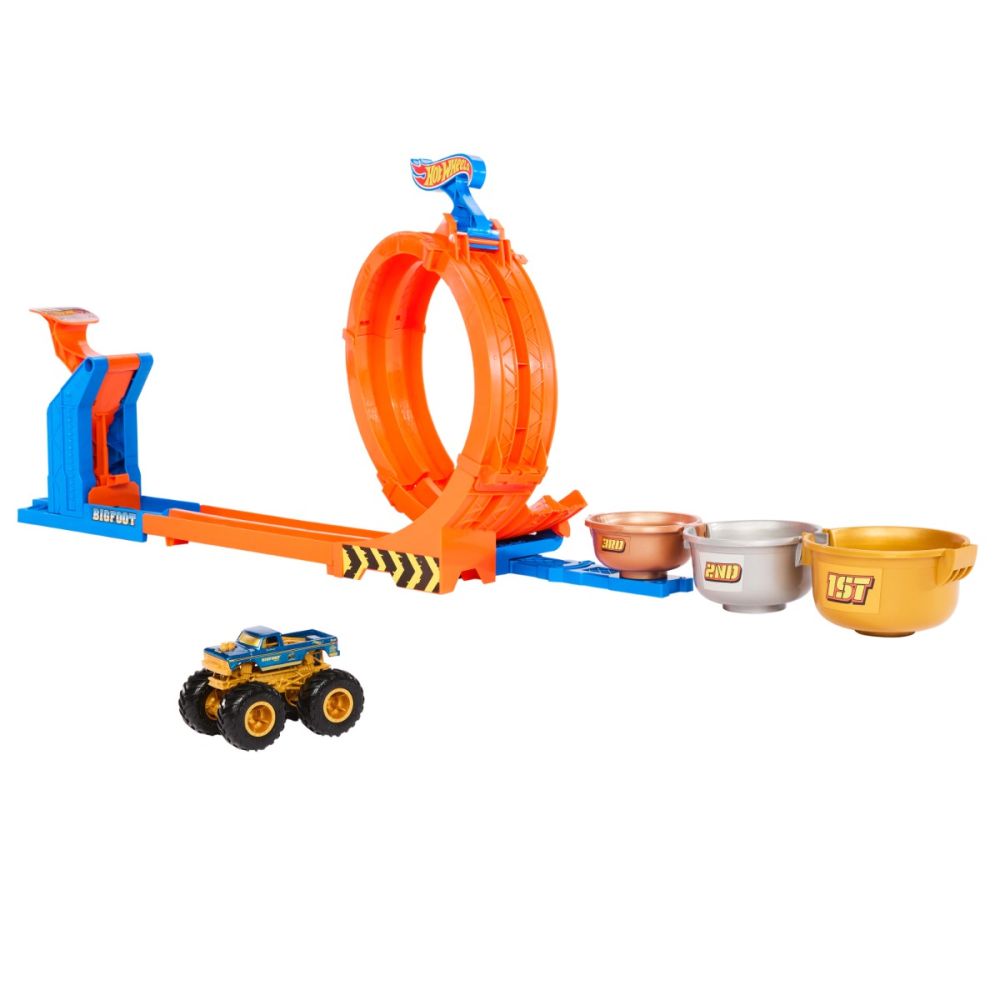 Set de joaca, Hot Wheels, Monster Truck, Loop-And-Flip Trophy Challenge, JBX64