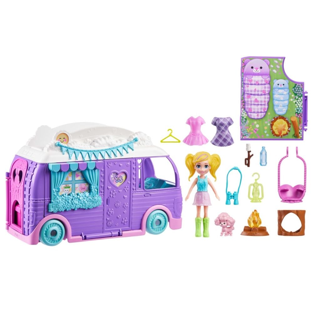 Set de joaca cu papusa Polly Pocket, Glamping Camper Van, JCC32