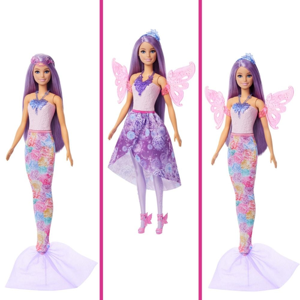 Papusa cu accesorii de zana si sirena, Barbie Fantasy, JCP74