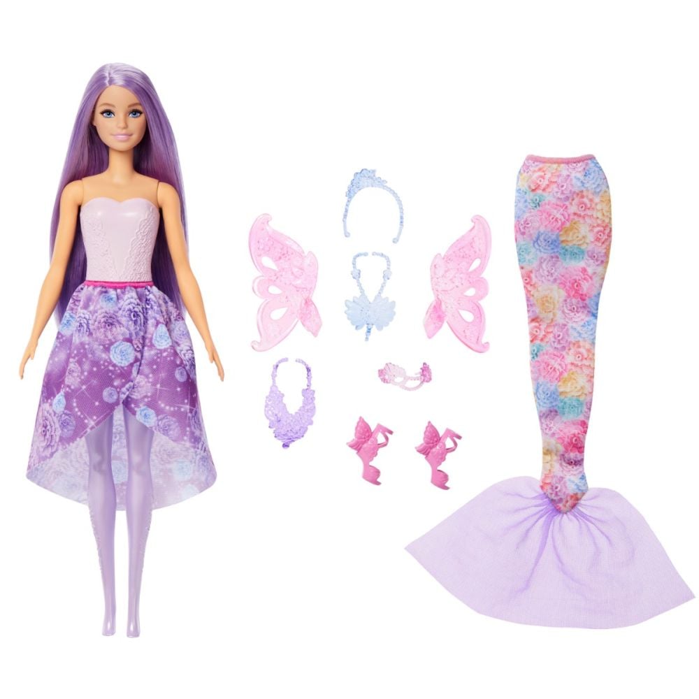 Papusa cu accesorii de zana si sirena, Barbie Fantasy, JCP74