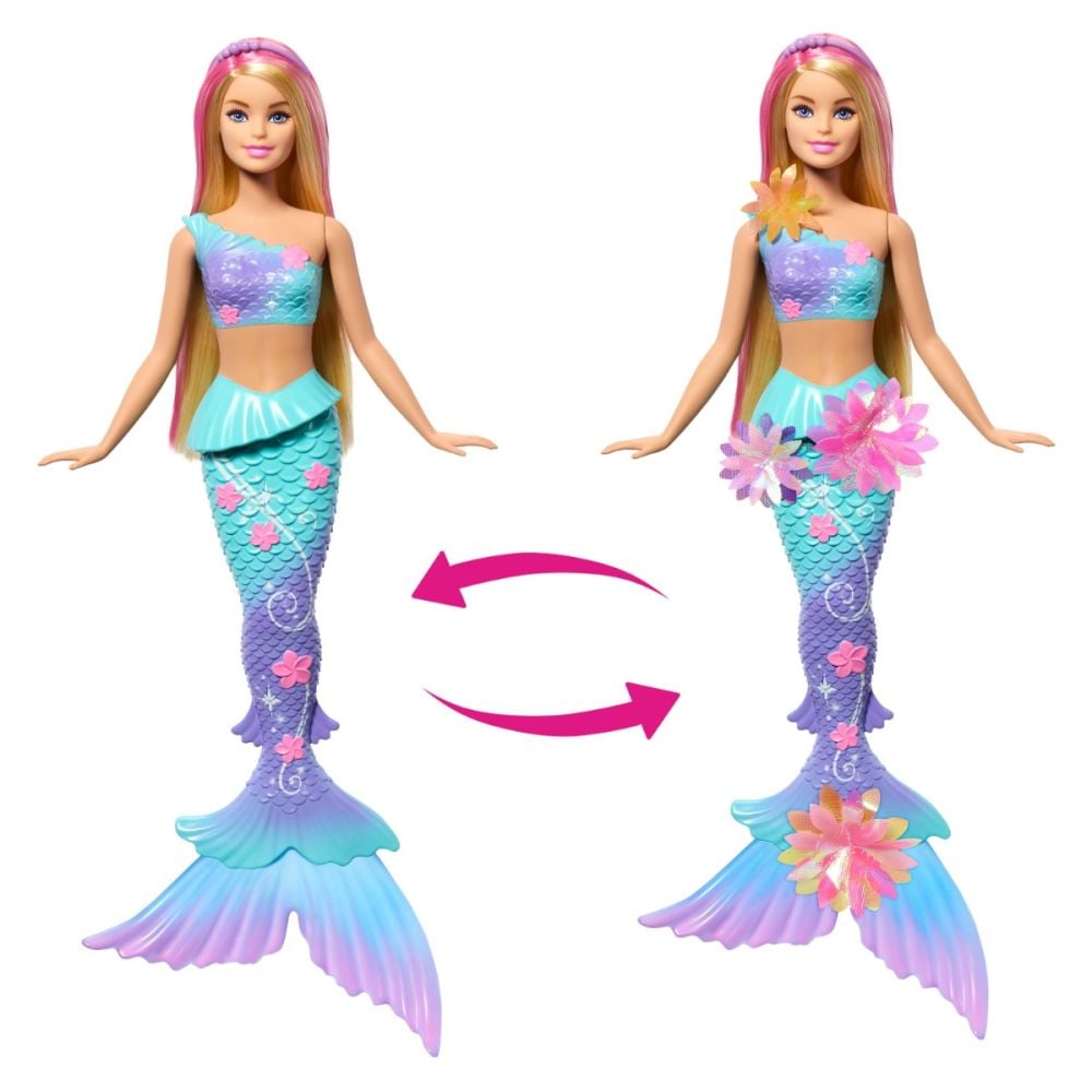 Papusa sirena Barbie, Flower Magic, JDM72