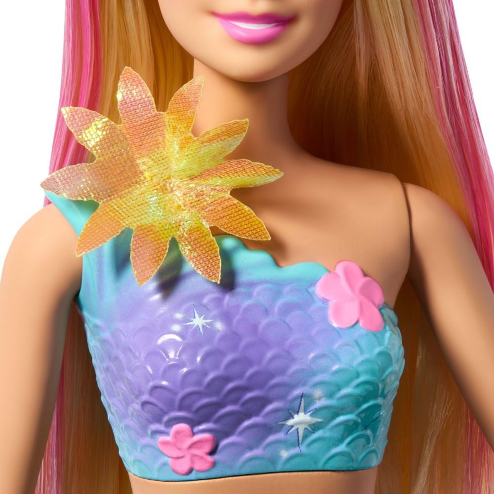 Papusa sirena Barbie, Flower Magic, JDM72