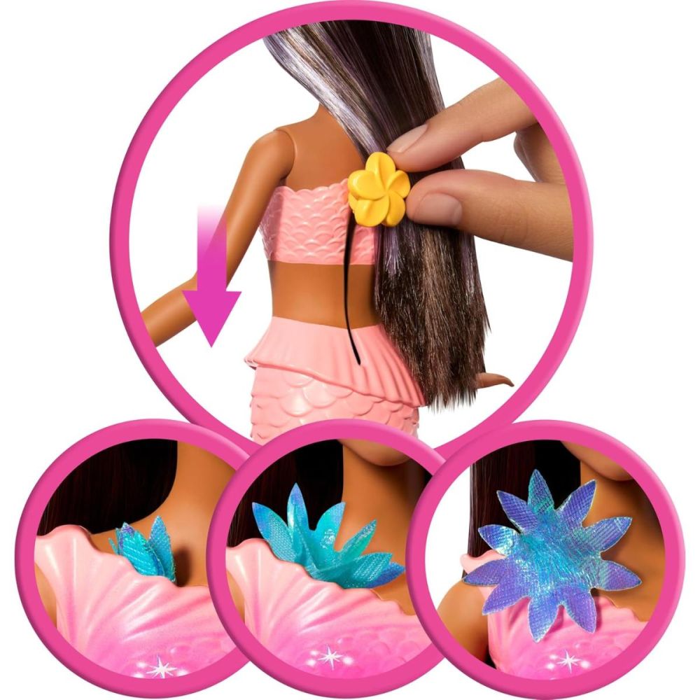 Papusa sirena Barbie, Flower Magic Mermaind, JDM73