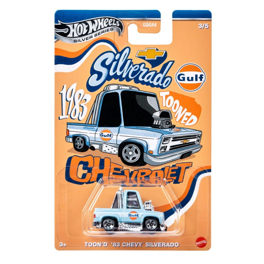 Masinuta metalica, Hot Wheels, Gulf Tooned, Toon'D '83 Chevrolet Silverado, 1:64, JCB64