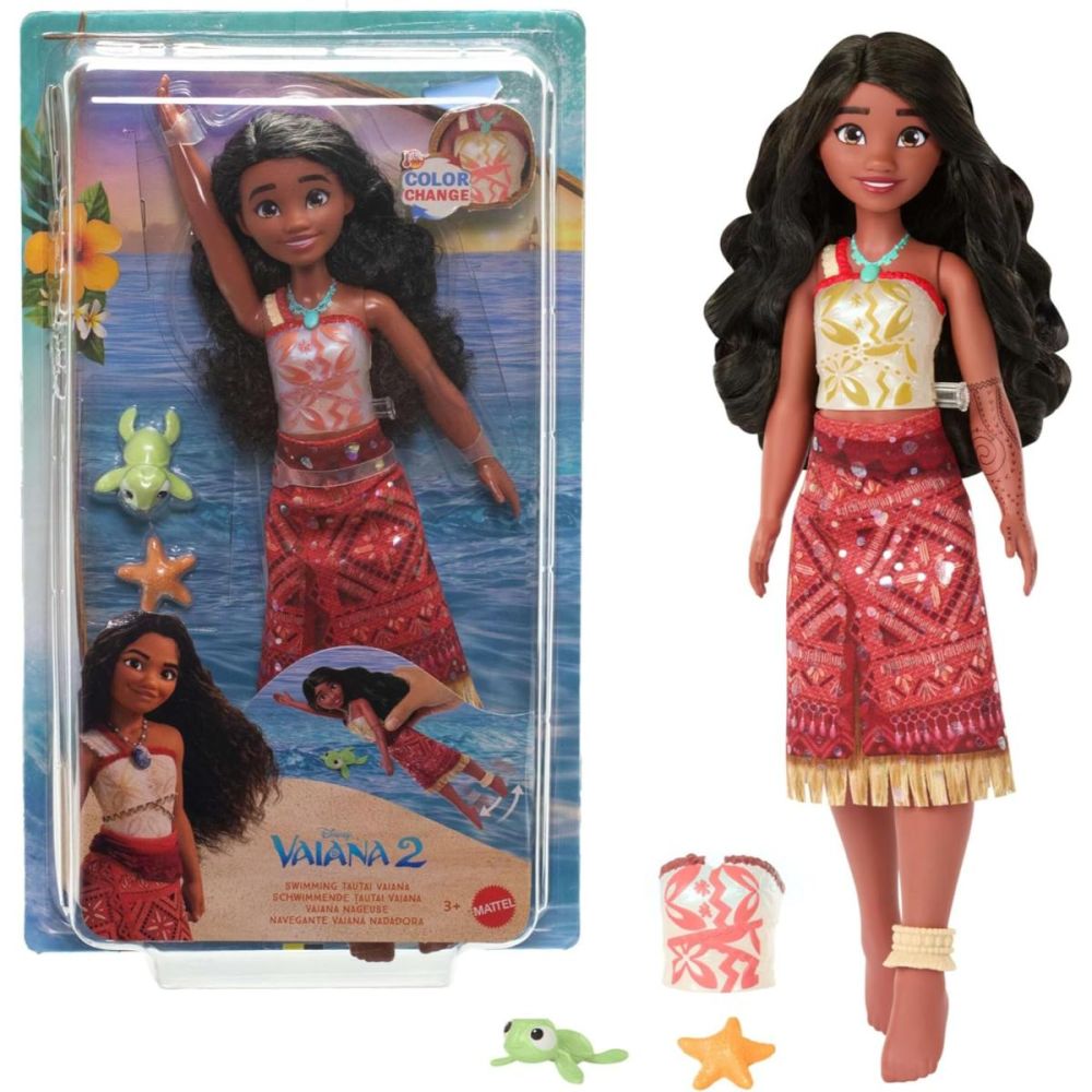 Papusa Disney Vaiana 2, Swimming Tautai, Color Change, JFF09