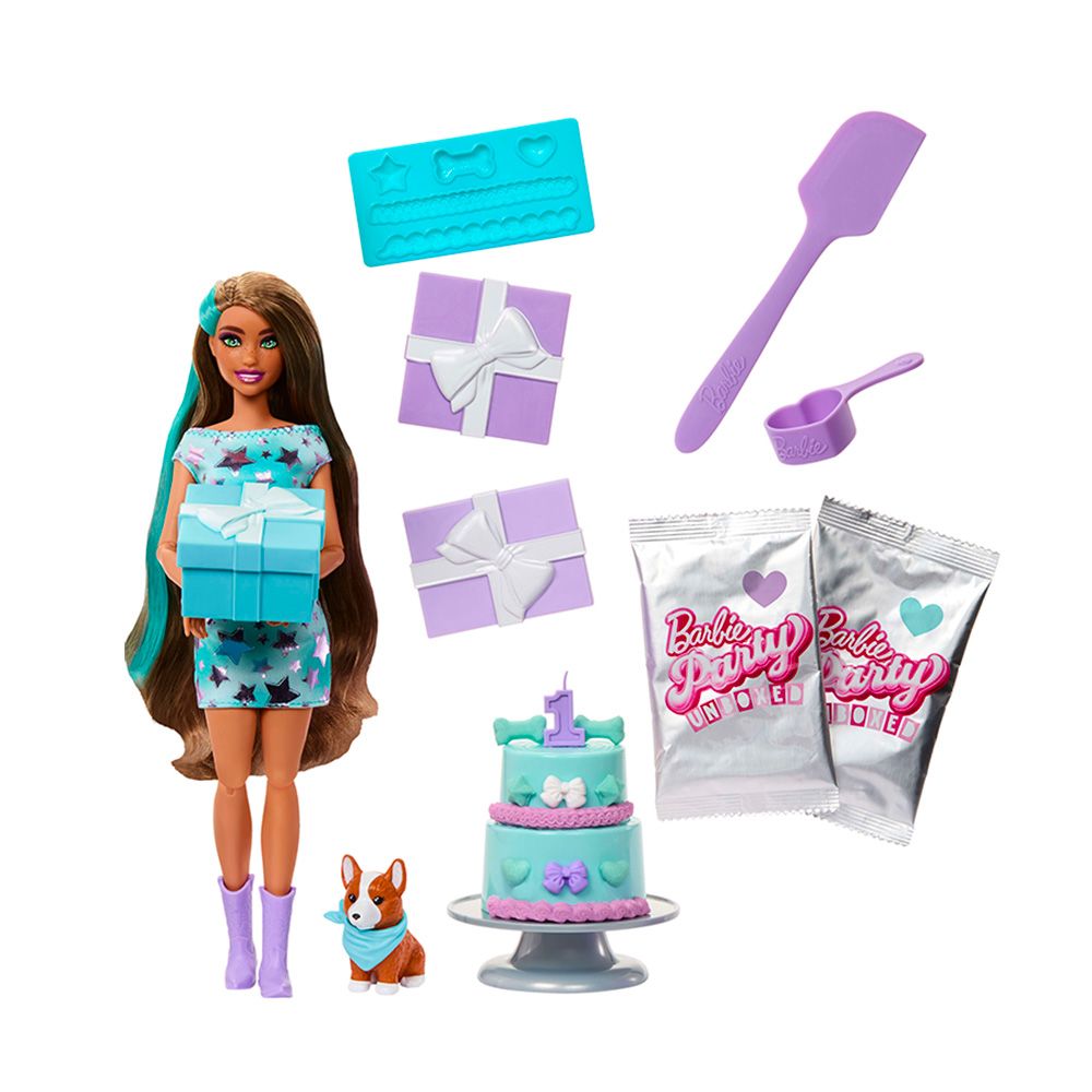 Papusa cu accesorii surpriza Barbie, Party Unboxed, JFG72