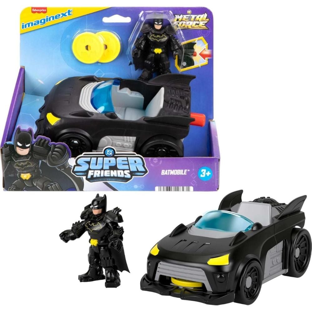 Set masina Batmobil si figurina Batman, Imaginext, DC Metal Force, Super Friends, JFJ68
