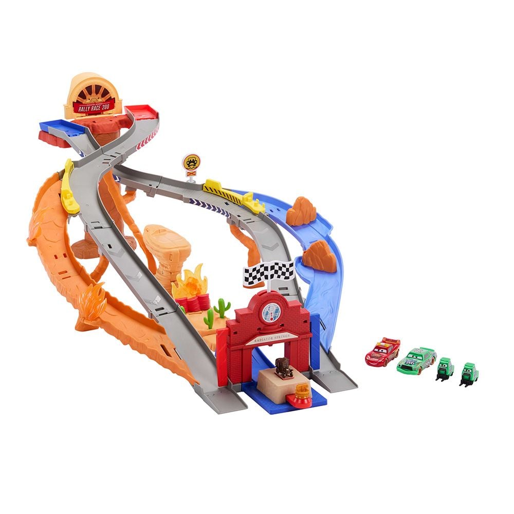 Set de joaca cu masinute si piste, Disney Pixar Cars, Radiator Springs Race&Rescue Road Raceway, JFL57