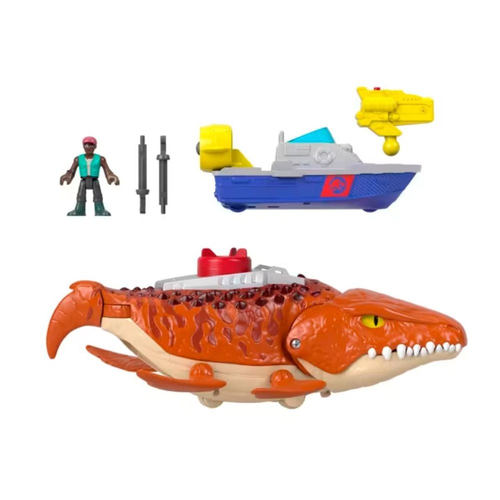 Set de joaca cu figurina articulata, Imaginext, Jurassic World Renaissance, Mosaurus, JFR23