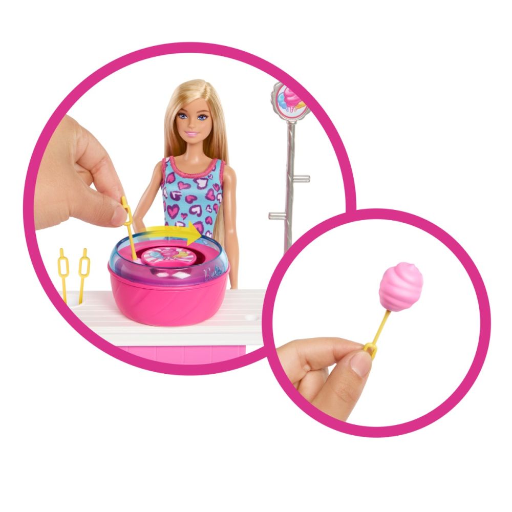 Set de joaca cu papusa Malibu, Barbie, Mysteries Beach Detectives, Cotton Candy, JFV67