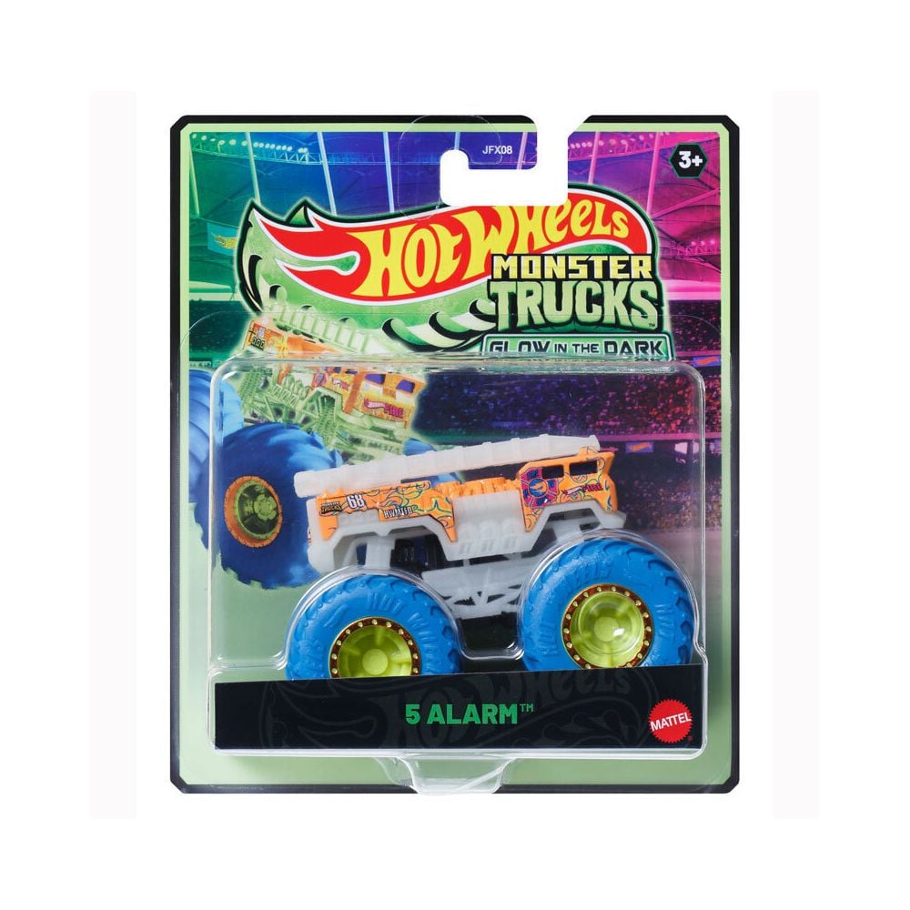 Masina Hot Wheels, Monster Truck, Glow In The Dark, 5 Alarm, JFX10