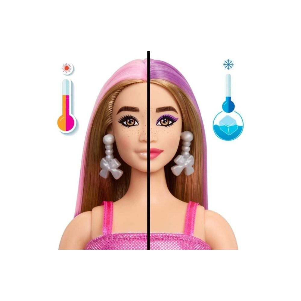 Papusa Barbie Party Unboxed, Glam Pink Curvy, 10 surprize, JFY67