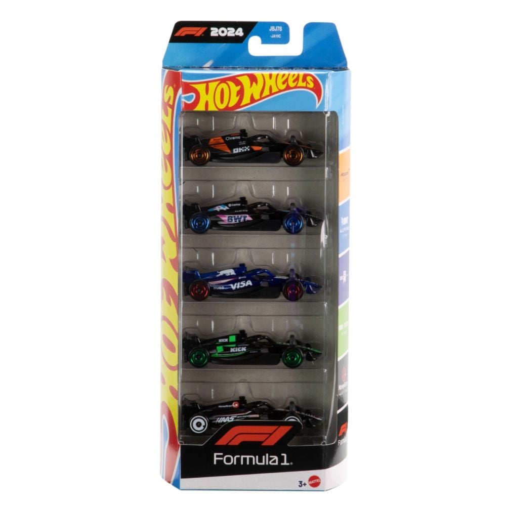 Set 5 masinute metalice, Hot Wheels, Formula 1, 1:64, JGF58 | Noriel