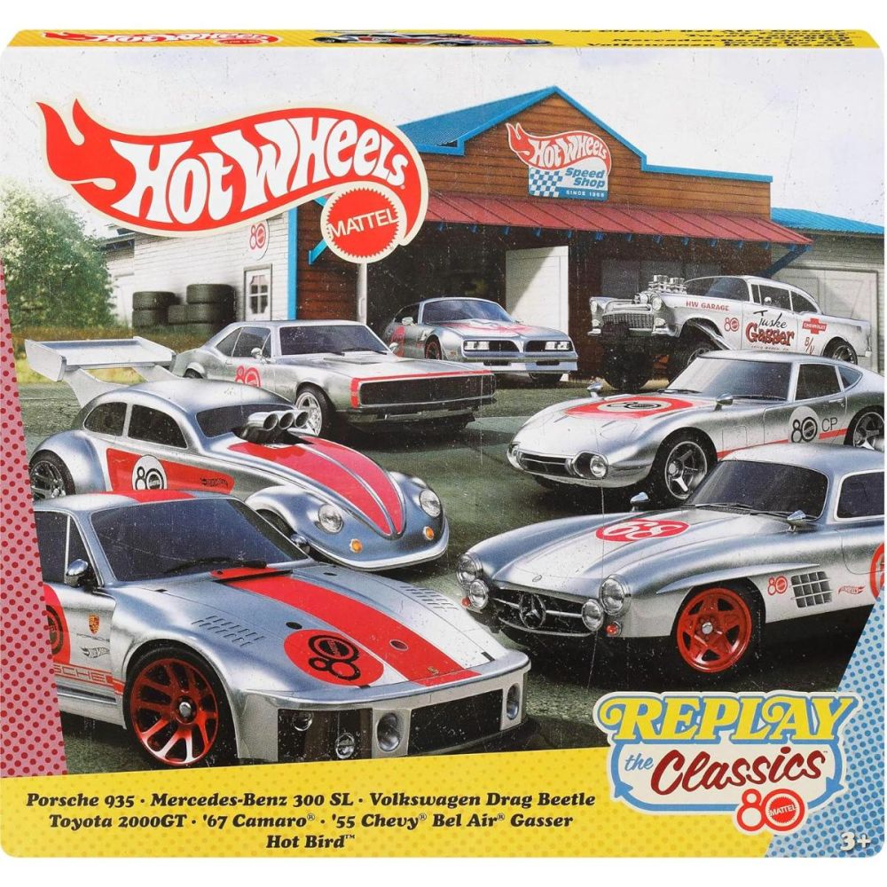 Set 7 masini, Hot Wheels, 80Th Anniversary, Replay The Classics, 1:64, JHF01