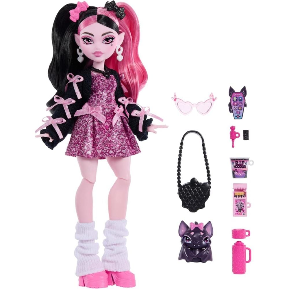 Papusa cu animal de companie, Monster High, Draculaura Refresh, JHK29